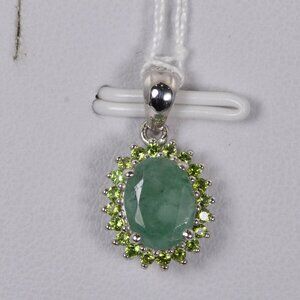 Natural Emerald Pear Teardrop Pendant 925 Sterling